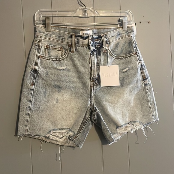 pistola Pants - PISTOLA DEVIN HIGH RISE MOM CUT OFF - ST TROPEZ